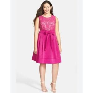 Eliza J Pink Lace Sleeveless Pleated Dress Size 8